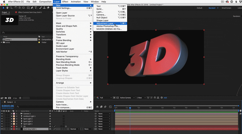 Create 3D Text in After Effects Without Any Plugins - Adjustment Layer