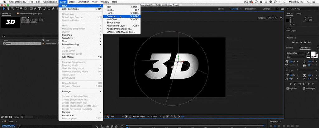 Create 3D Text in After Effects Without Any Plugins - Add Camera
