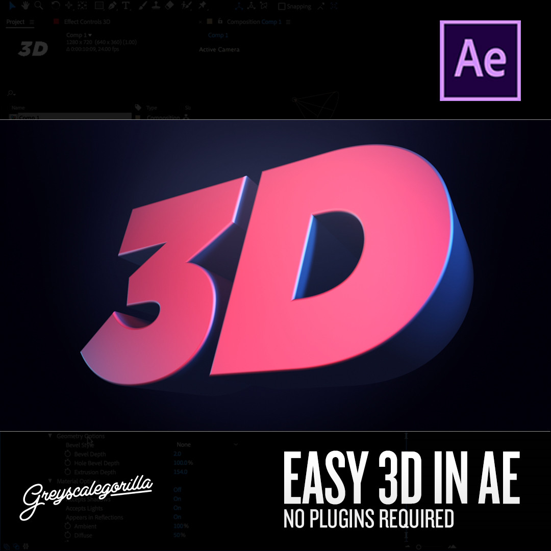 3d text after effects