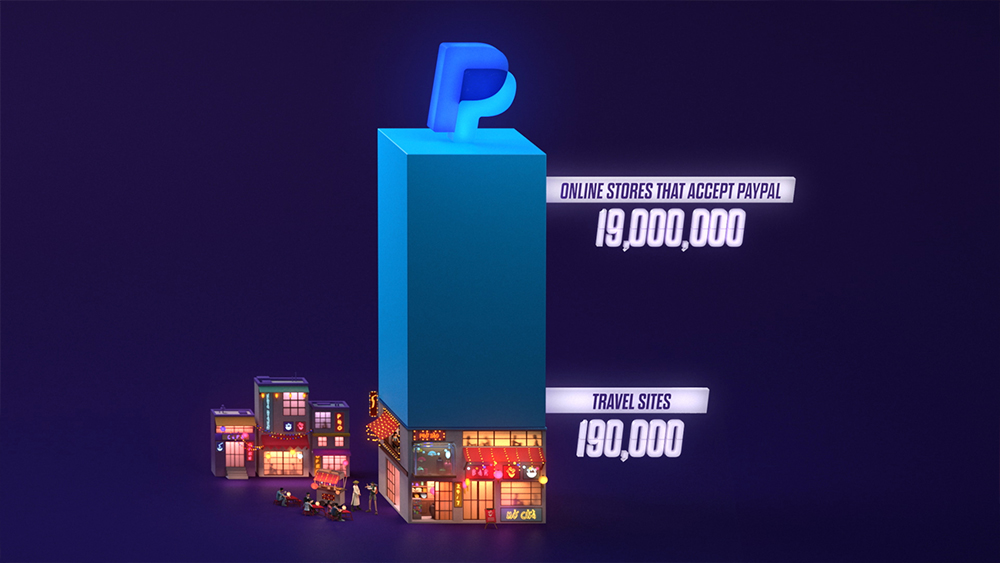 Animating 6 PayPal Commercials Using Cinema 4D and Redshift - Night Logo