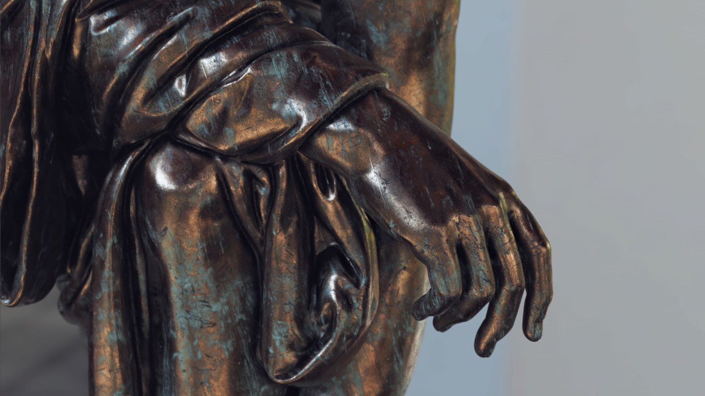 Hand of a bronze statue