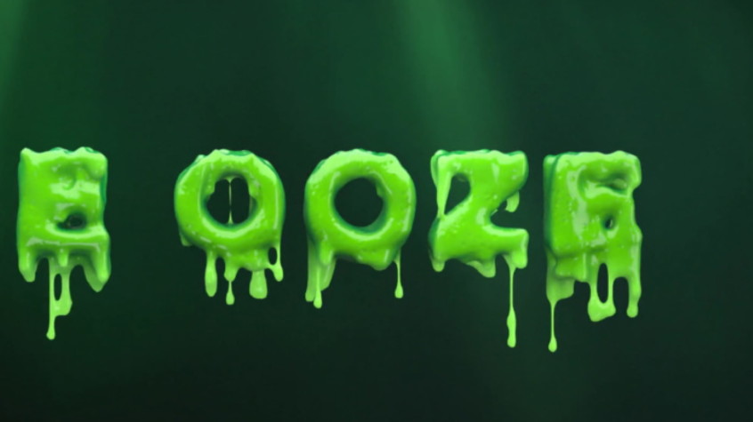 The word ooze in 3D rendered text