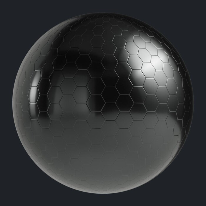 Embossed Black Metal Hexagon Honeycomb texture