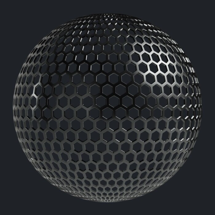 Perforated Black Metal Brushed Hexagon Medium texture