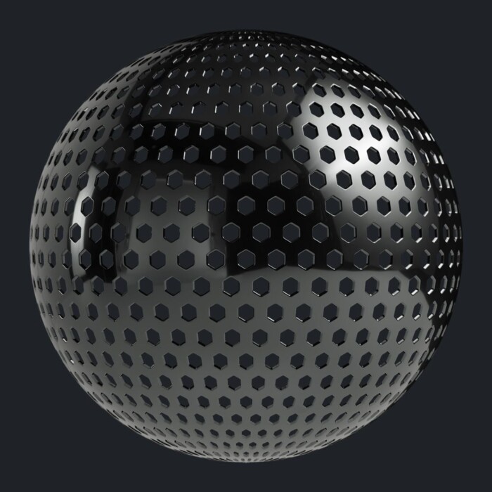 Perforated Black Metal Hexagon Small texture