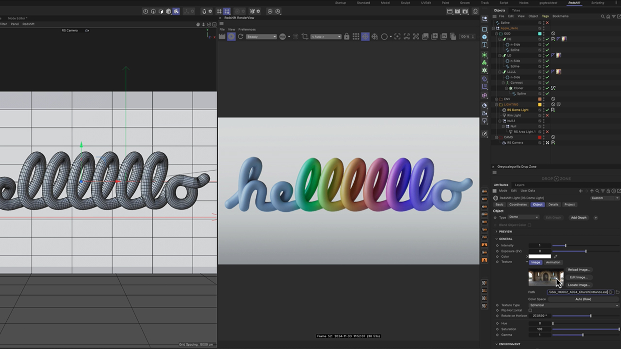 Recreate the Apple Hello 3D Text + Free Scene File - HDRI Lighting