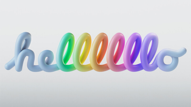 Recreate the Apple Hello 3D Text + Free Scene File - Featured